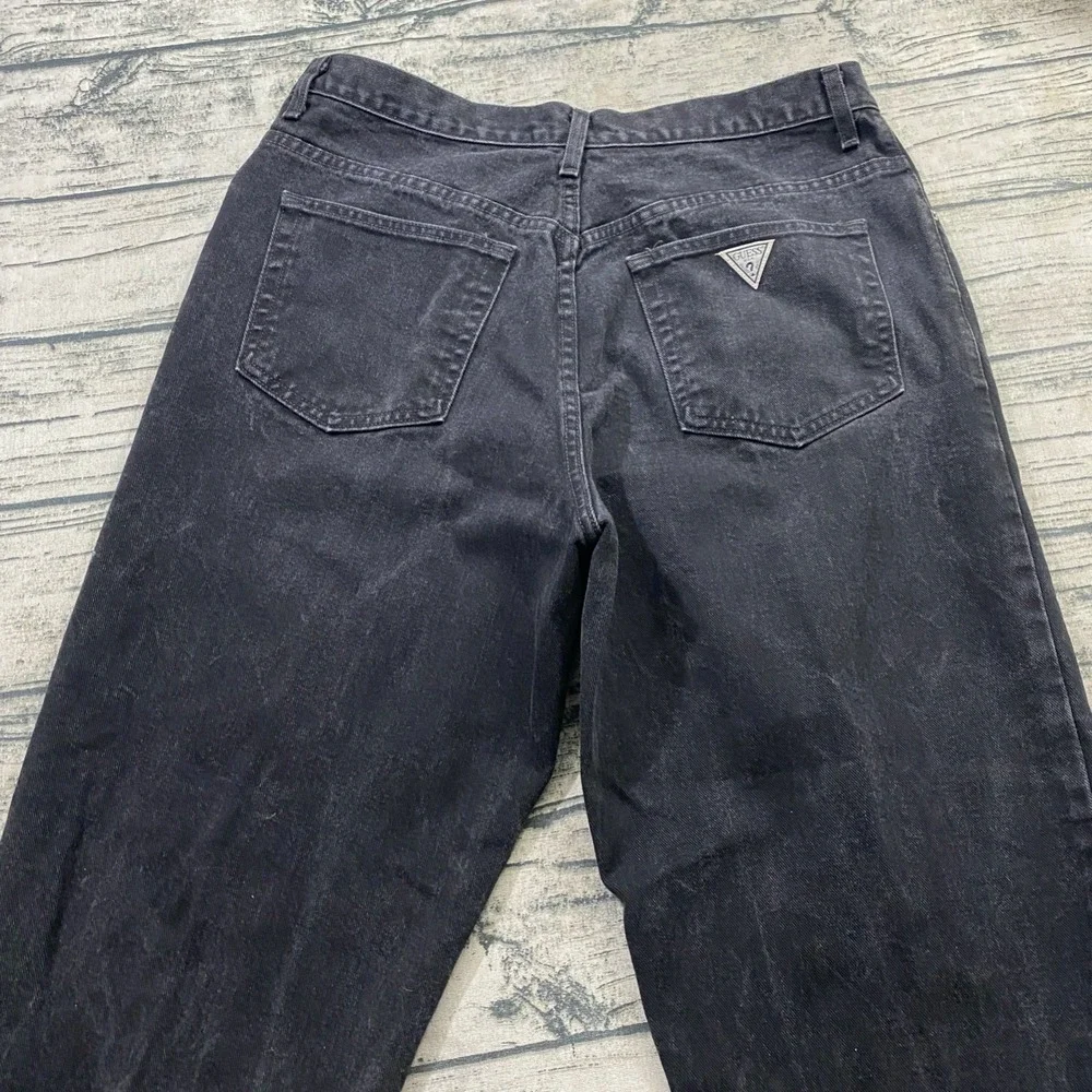 Guess Mens 36 (Fits 34x31) Straight Fit Vtg 90s Y2K Denim Jeans Black‎ Whiskers